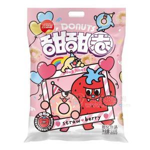 喜盈盈甜甜圈草莓味膨化食品招商210g