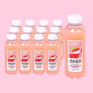 春尚好果粒奶昔草莓味果粒風(fēng)味飲料招商410ml