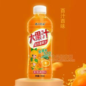 酉汁酉味益生菌果汁橙汁復(fù)合果汁飲料大瓶瓶裝飲料750ml