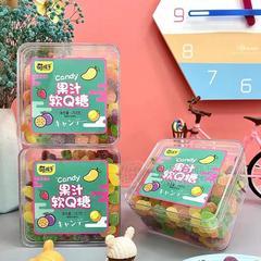萌孩子果汁软Q糖糖果挂件零食透明盒装招商260g