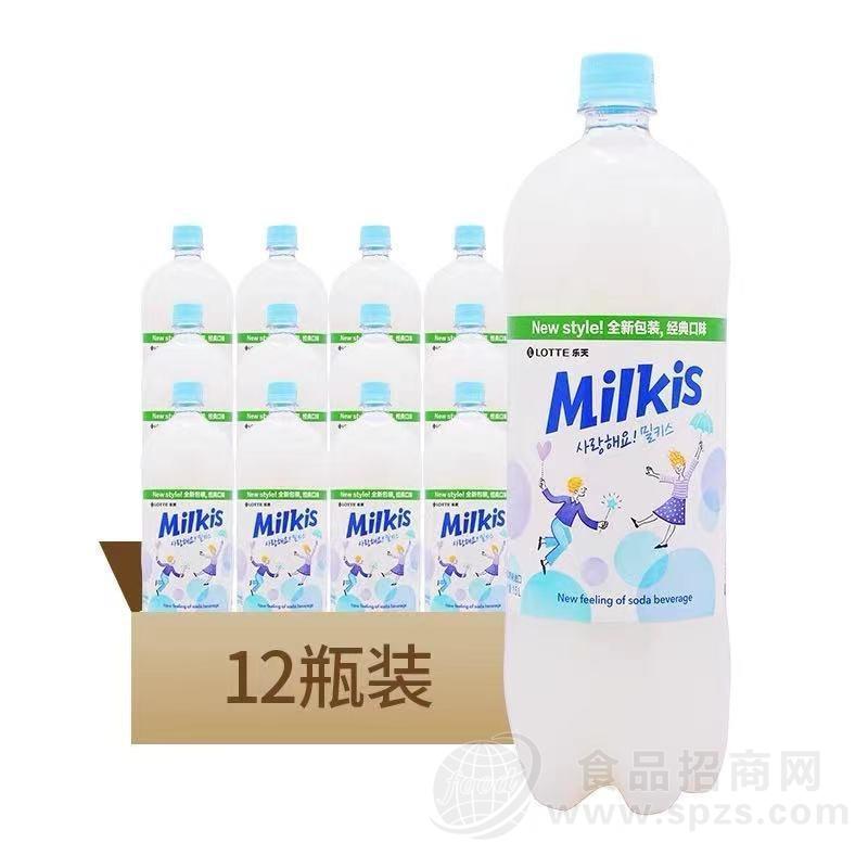 乐天 妙之吻乳味碳酸饮料1.5L*12瓶【批发】韩国原装进口LOTTE乐天妙之吻碳酸饮料果味饮招商