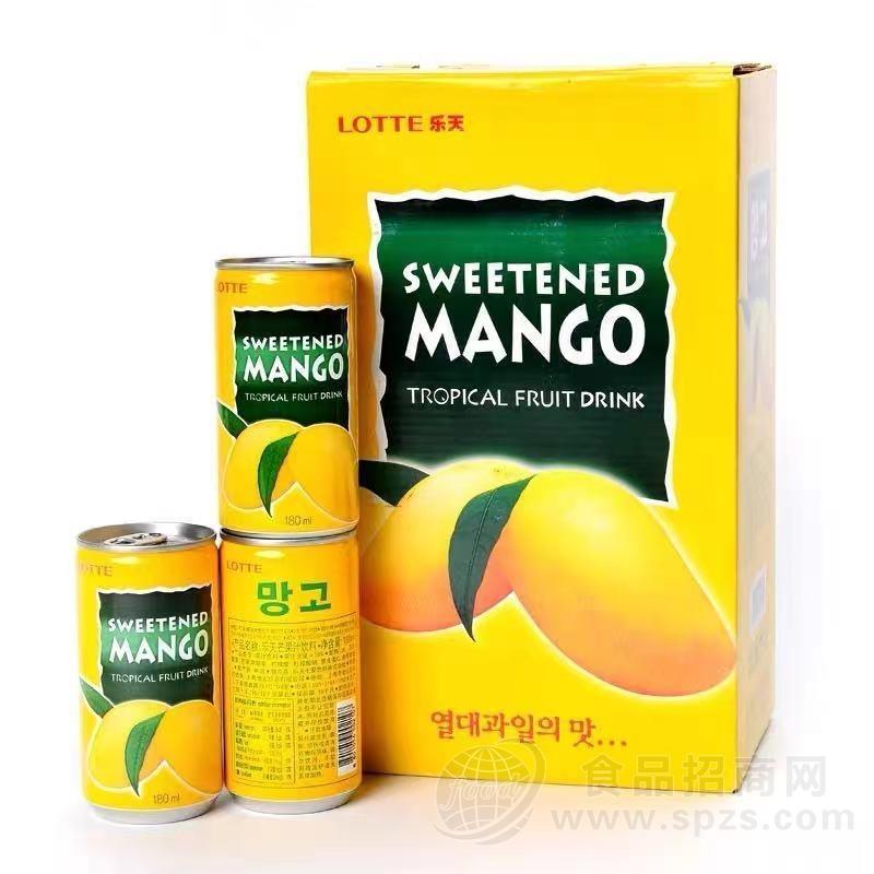 乐天芒果汁饮料180ml*15罐*6盒  90罐【批发】韩国原装进口LOTTE乐天芒果汁果味饮招商