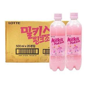 乐天 妙之吻棉花糖碳酸饮料 500ml*20瓶【批发】韩国原装进口LOTTE乐天妙之吻碳酸饮料招商