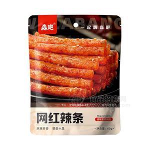 森吧網(wǎng)紅辣條調(diào)味面筋制品休閑食品零售價(jià)3元65g