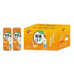 顶真黄桃汁果粒黄桃汁饮料招商490mlX15瓶