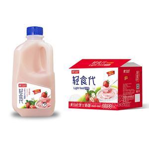 玉川果先生輕食代芝士奶昔草莓味+椰果乳味飲料招商1L