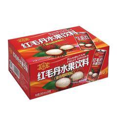 金海燕红毛丹水果饮料含椰果颗粒厂家招商箱装245mlx24罐