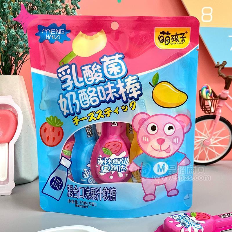 萌孩子混合口味果汁软糖招商乳酸菌奶酪味棒70g