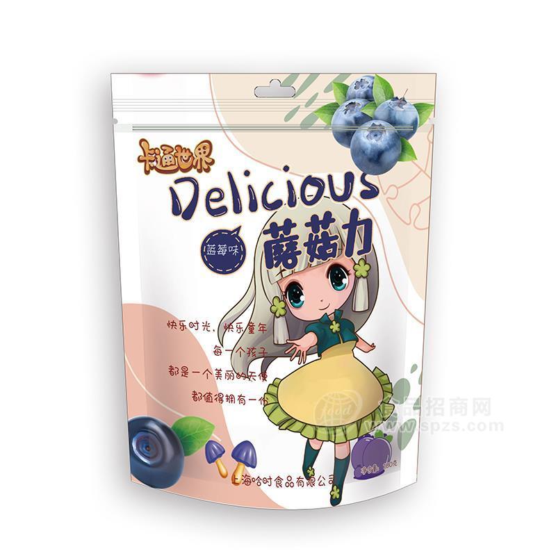 ·卡通世界蘑菇力蓝莓味休闲食品招商100g 