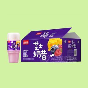 益和源芝士奶昔藍(lán)莓樹莓味椰果果粒乳酸菌飲品380mlx15瓶