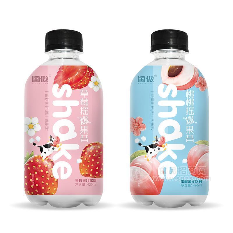 ·国傲草莓摇爆果昔桃桃摇爆果昔果粒果汁饮料420ml 