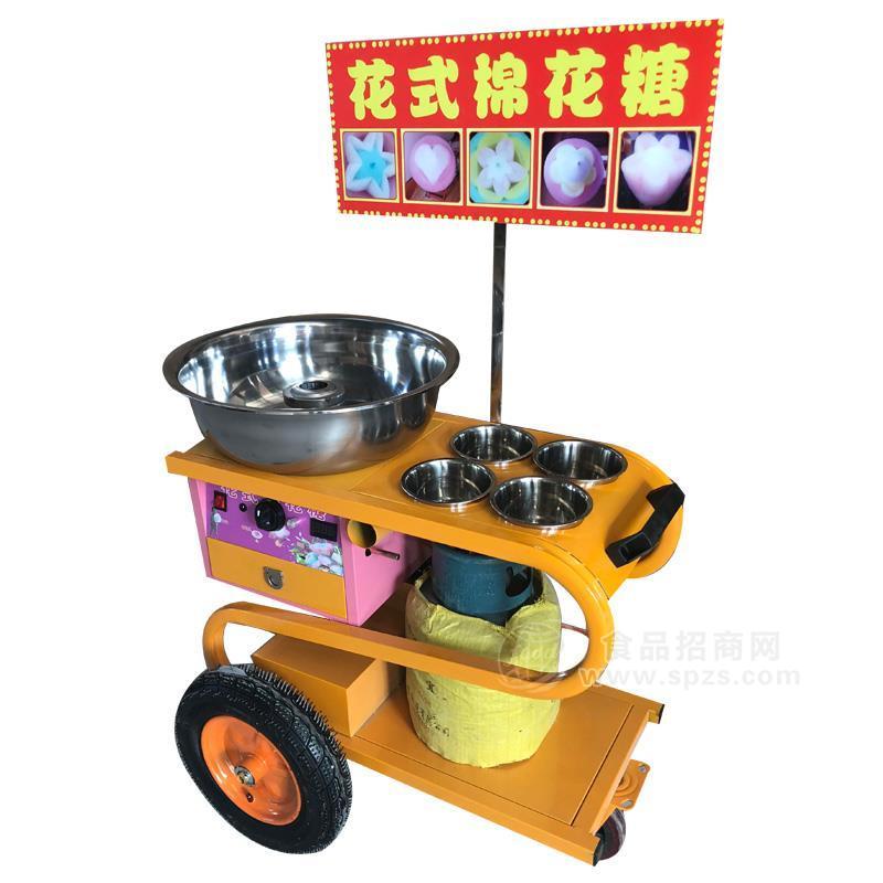 豪华小推车彩色棉花糖机,摆摊卖棉花糖机器价格