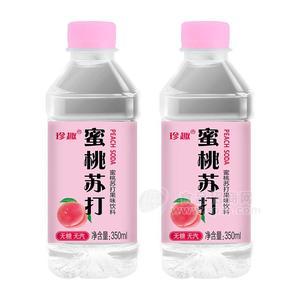 珍趣無糖無汽蜜桃蘇打果味飲料瓶裝招商350ml