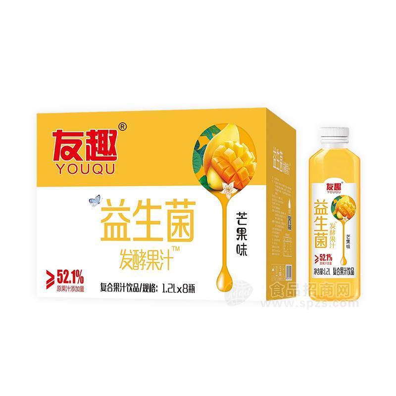 友趣芒果味益生菌發(fā)酵果汁飲料1.2LX8瓶