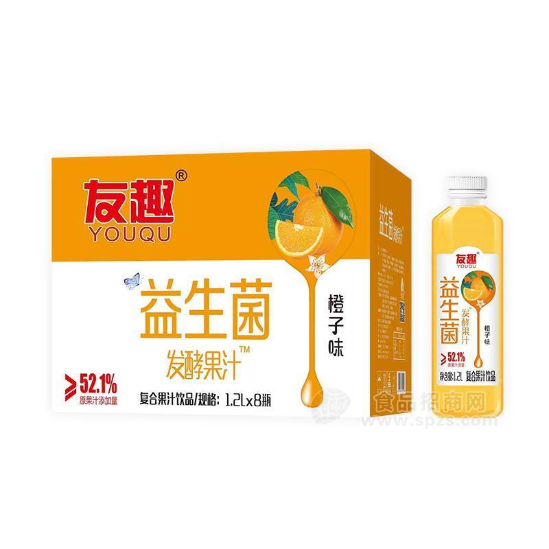 友趣橙子味益生菌發(fā)酵果汁1.2LX8瓶