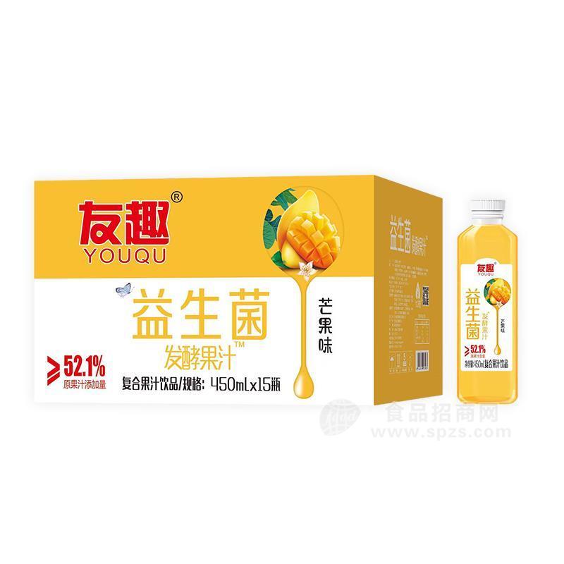 友趣芒果味益生菌发酵果汁饮料450mlx15瓶