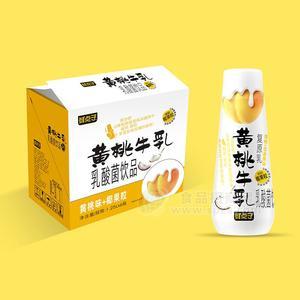 黃桃牛乳復(fù)原乳黃桃莓味+椰果粒乳酸菌飲品乳飲料1.25LX6瓶