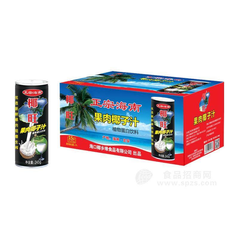 椰旺正宗海南果肉椰子汁植物蛋白饮料箱装招商245g×15罐