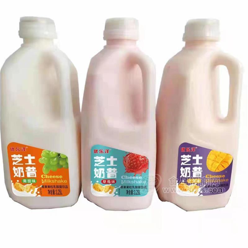 優(yōu)樂洋芝士奶昔椰果果粒乳酸菌飲品乳飲料招商1.25L