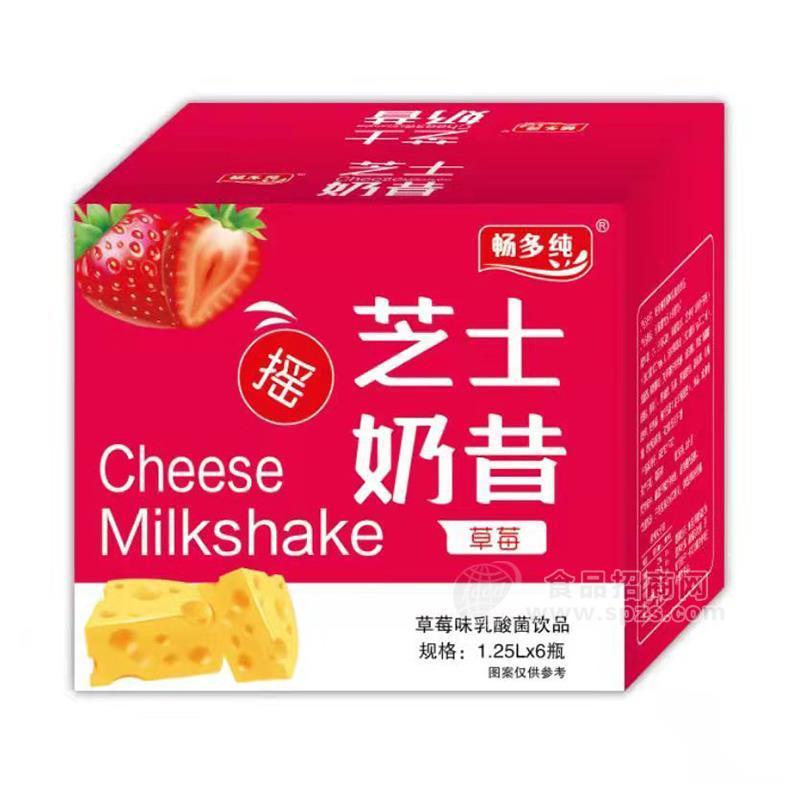 畅多纯草莓味芝士奶昔乳酸菌饮品乳饮料1.25LX6瓶