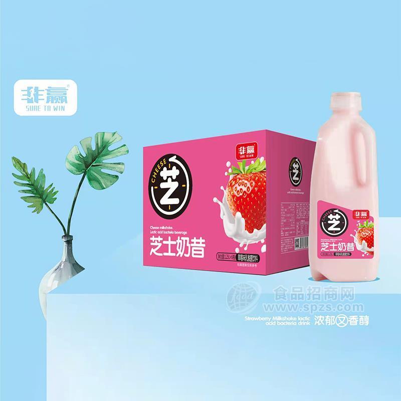 非贏草莓味乳酸菌飲料芝士奶昔1.25LX6瓶