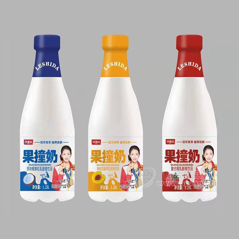 樂事達果撞奶復合莓黃桃百香果原味椰果果粒乳酸菌飲品乳飲料1.25L