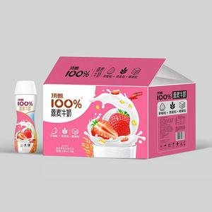 顶甄100%燕麦牛奶草莓乳味饮料招商480mlx15瓶