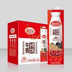 鲜谷多红豆味牛奶谷物饮料招商1Lx6盒礼袋装