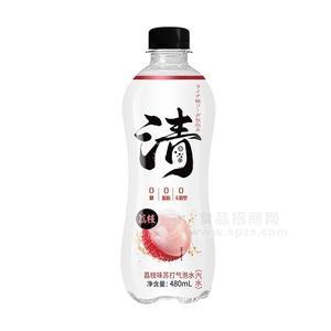 清0糖0脂0卡荔枝味蘇打氣泡水瓶裝汽水招商480ml