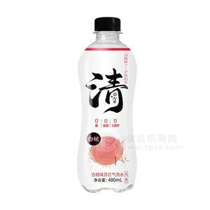 清0糖0脂0卡白桃味蘇打氣泡水瓶裝汽水招商480ml