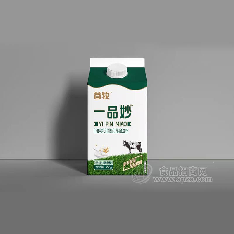 首牧燕麦黄桃酸奶饮品时代乳业屋顶盒招商一品妙450g