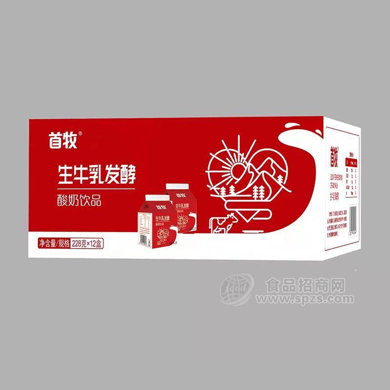 首牧生牛乳发酵酸奶饮品招商228gx12盒