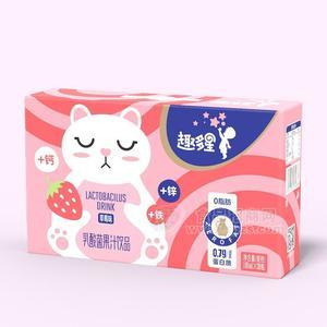 趣多星草莓味乳酸菌果汁饮品乳饮料箱装招商100ml×30瓶