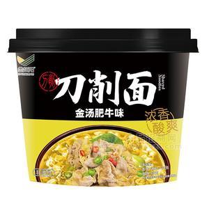 金紫陽(yáng)非油炸刀削面金湯肥牛味桶裝方便面128g