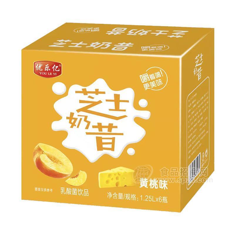 優(yōu)樂億黃桃味乳酸菌飲品乳飲料1.25LX6瓶