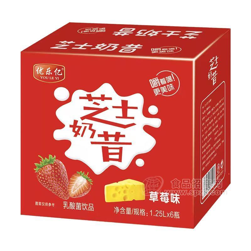 优乐亿草莓味乳酸菌饮品乳饮料1.25LX6瓶