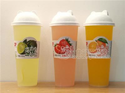 果椰浓港式柠檬水 草莓汁 香橙汁600ml杯装饮料 彩印饮料