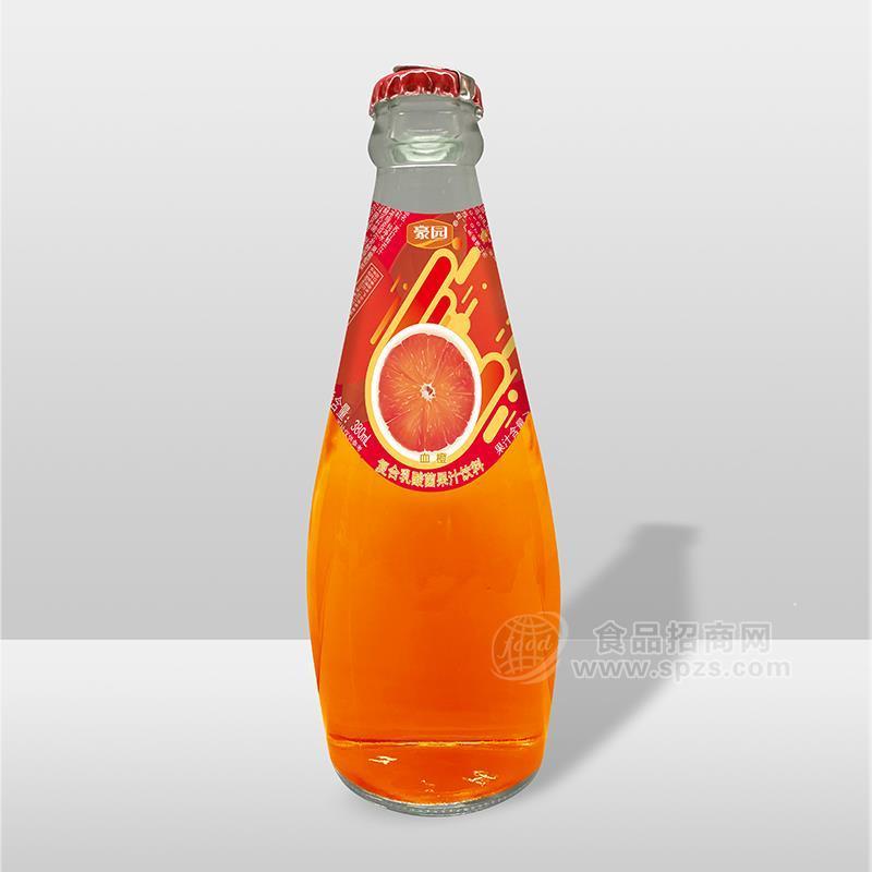 豪园血橙味复合乳酸菌玻璃瓶果汁饮料380ml