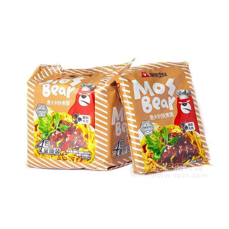 ·魔熊空降意大利快煮面黑椒牛肉味方便面方便食品141gx4袋 