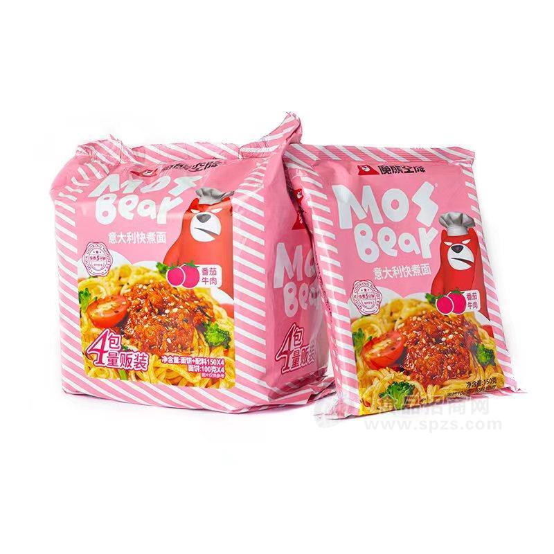 ·魔熊空降意大利快煮面番茄牛肉味方便面方便食品150gx4袋 