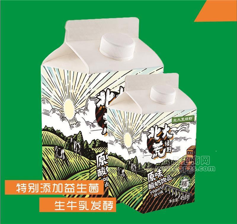 北大荒益生菌酸奶飲品450克 生牛乳發(fā)酵屋頂盒