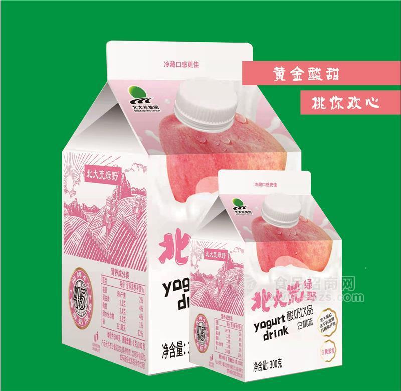 北大荒綠野白桃味酸奶飲料300g 奶制品乳飲料北大荒奶果粒酸奶