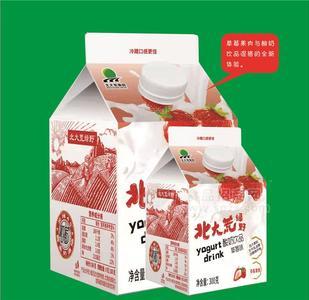 北大荒綠野草莓味酸奶飲品300g 北大荒酸奶果肉酸奶