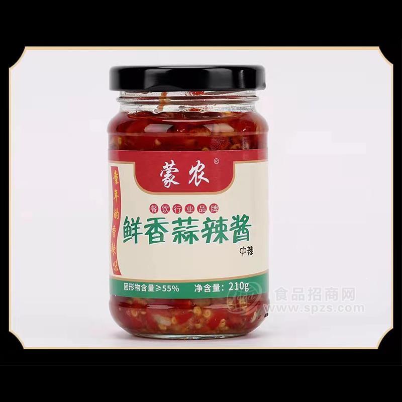 ·蒙农鲜香蒜辣酱中辣调味品招商210克 