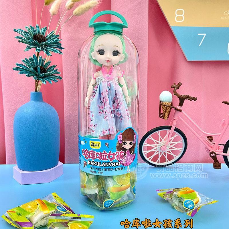 萌孩子哈库啦女孩果汁卷糖（苹果味+柠檬味）休闲食品60g