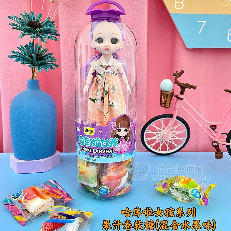 萌孩子哈库啦女孩果汁卷软糖（混合水果味）60g
