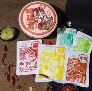 粉疆君新疆炒米粉双辣牛肉自热方便食品510g