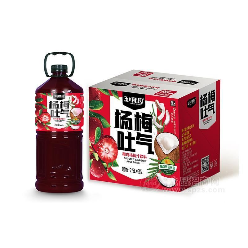 玉川果园杨梅吐气椰肉杨梅汁箱装饮料2.5lx6瓶