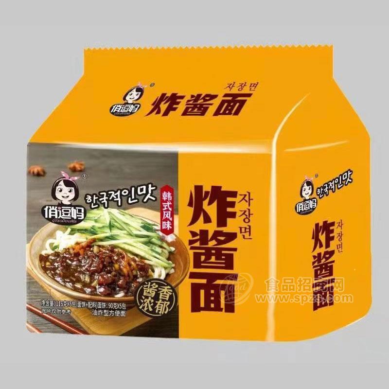 俏逗妈炸酱面韩式风味方便面116gx5包