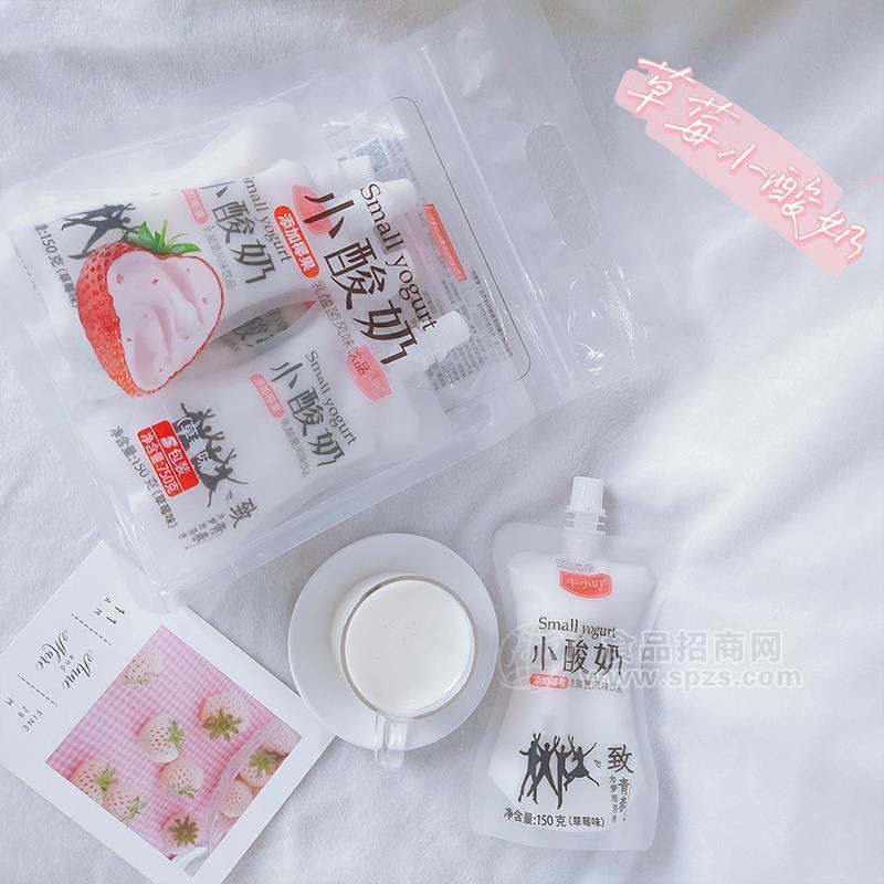 牛小叮小酸奶添加椰果草莓味五连包